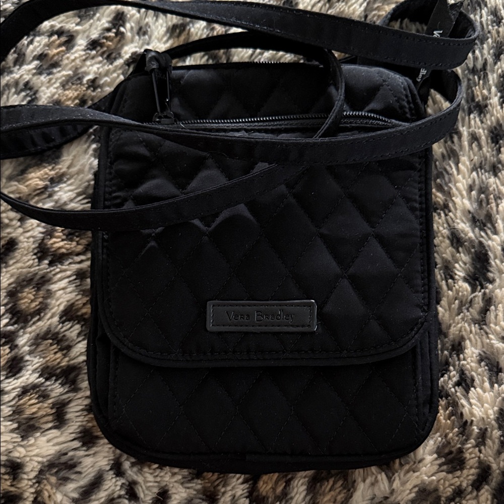 Vera Bradley Quilted Black Mini Hipster Crossbody Organizer RFID Protected 🌹
